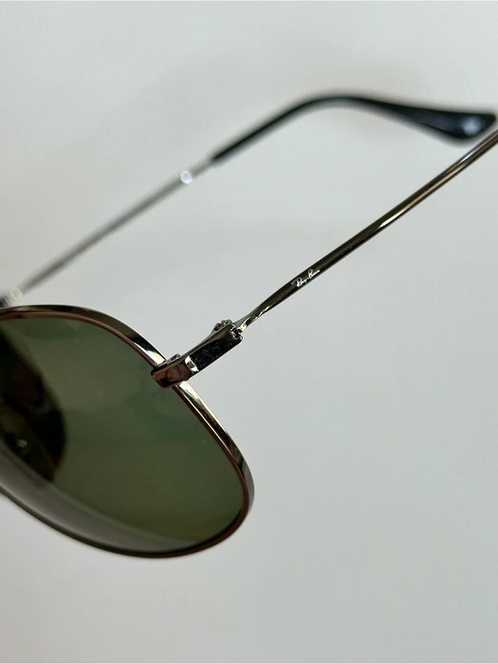 Ray-Ban 3293 Aviator Polarized Sunglasses Gunmetal Pilot Frame Green Lenses 63mm